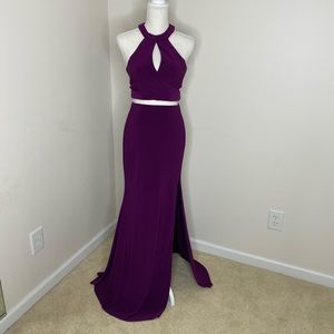 Alyce Paris 60284 2Piece Halter Jersey Dress/ Slit